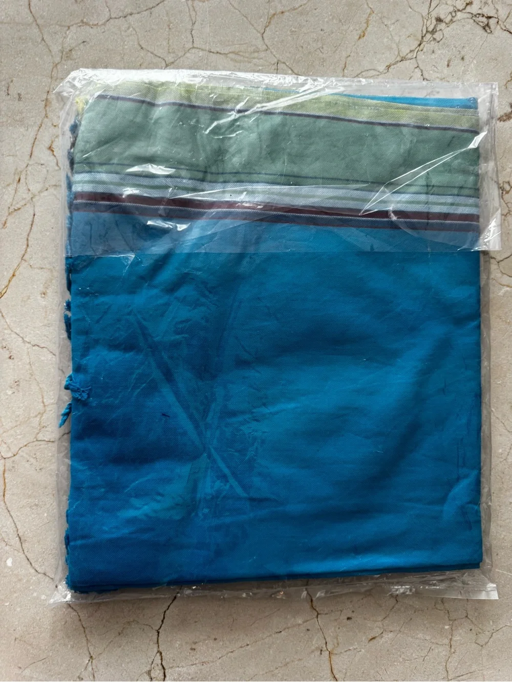 NWT Karma Living Cotton Kilkoy Throw w/ Fringe - Teal Blue Green 60 x 74 HUGE